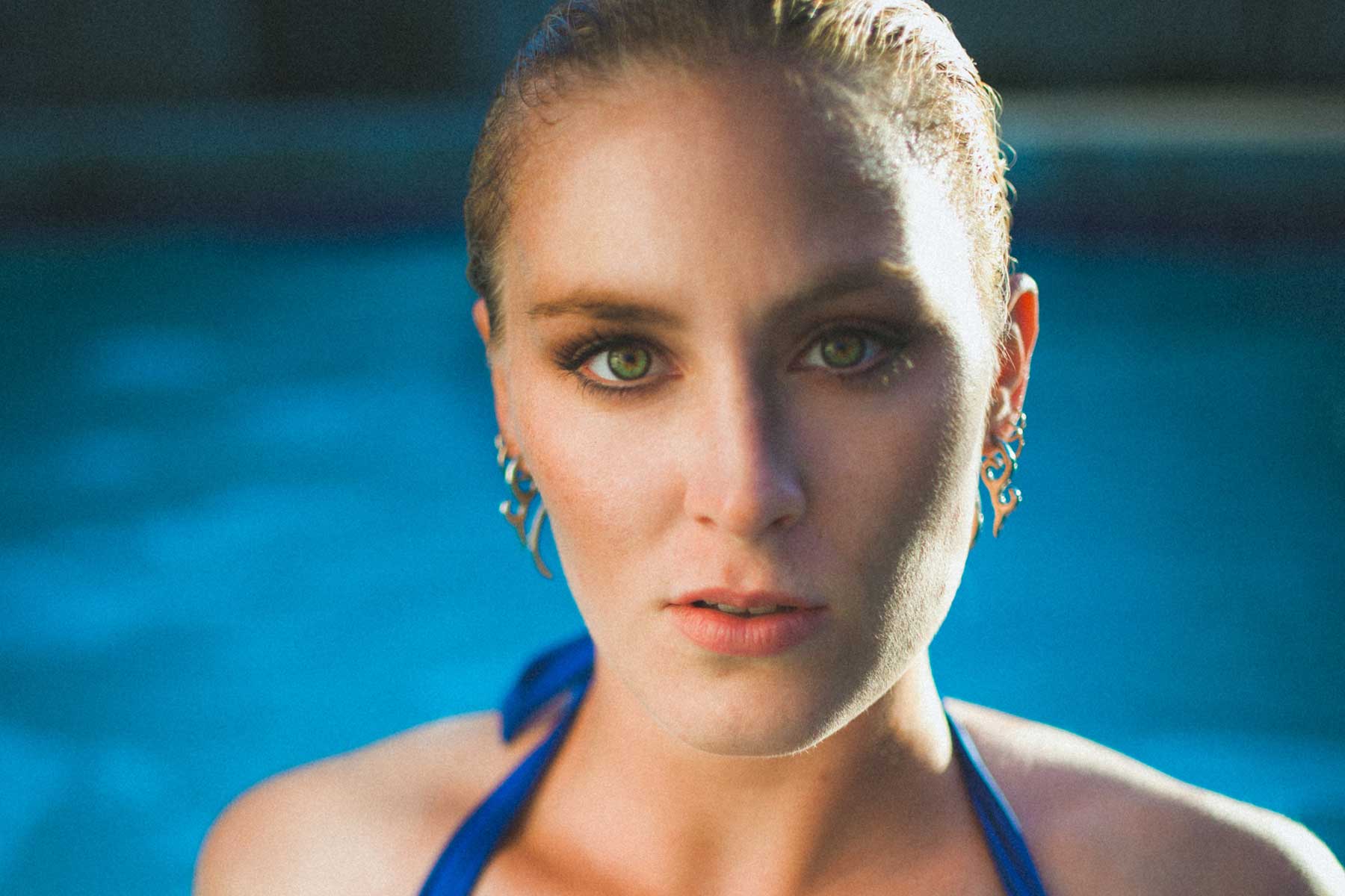 Woman by pool